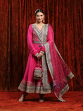 Load image into Gallery viewer, Rani Pink & Electric Blue Silk Chanderi Anarkali Suit
