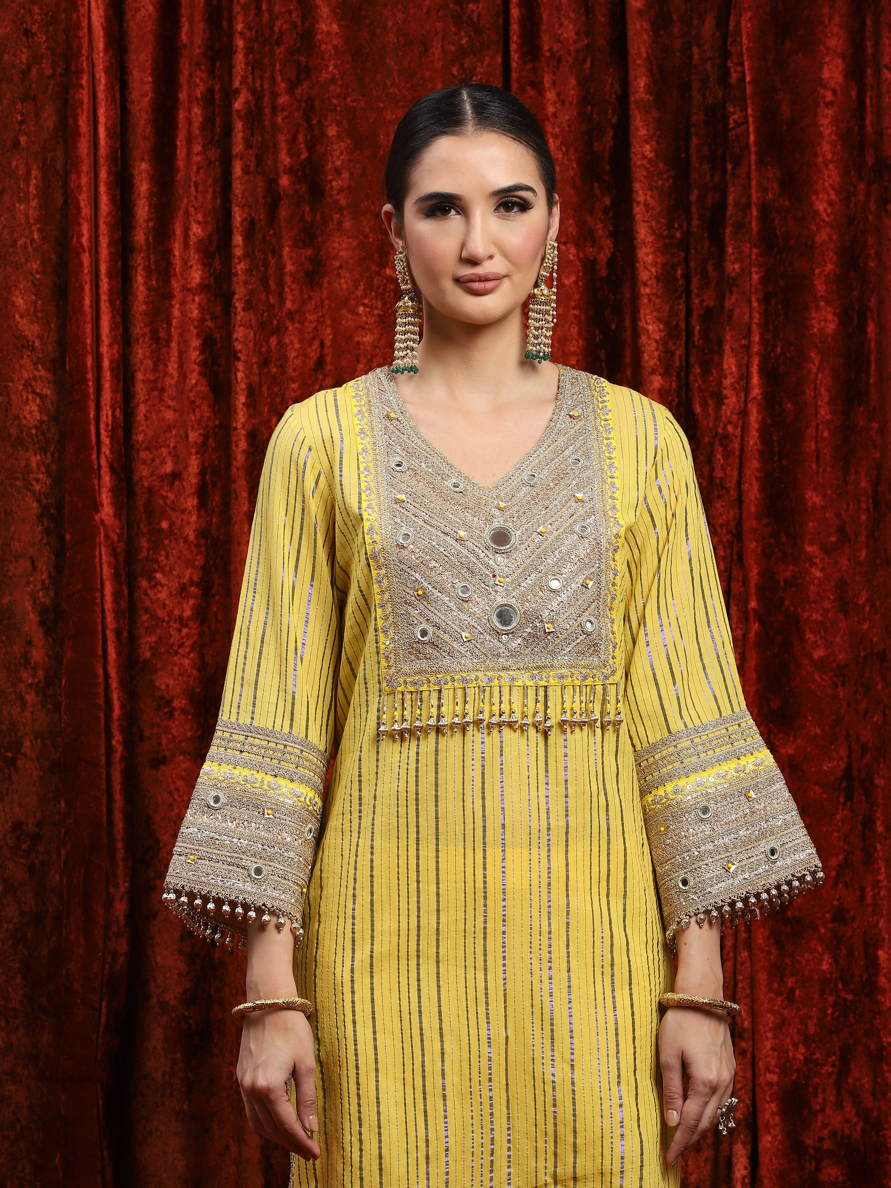 Lemon Yellow Kurta Pant Dupatta Set