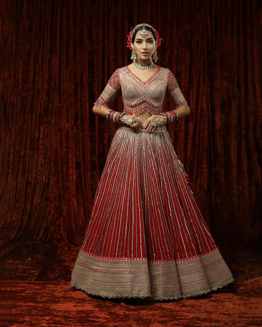 Rani & Red Ruh Gulab lehenga set