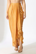 Load image into Gallery viewer, Mustard Embroidered Skirt Set With Drape
