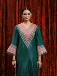 Load image into Gallery viewer, Dark Green & Rani Pink Kurta Tulip Pant Dupatta Set
