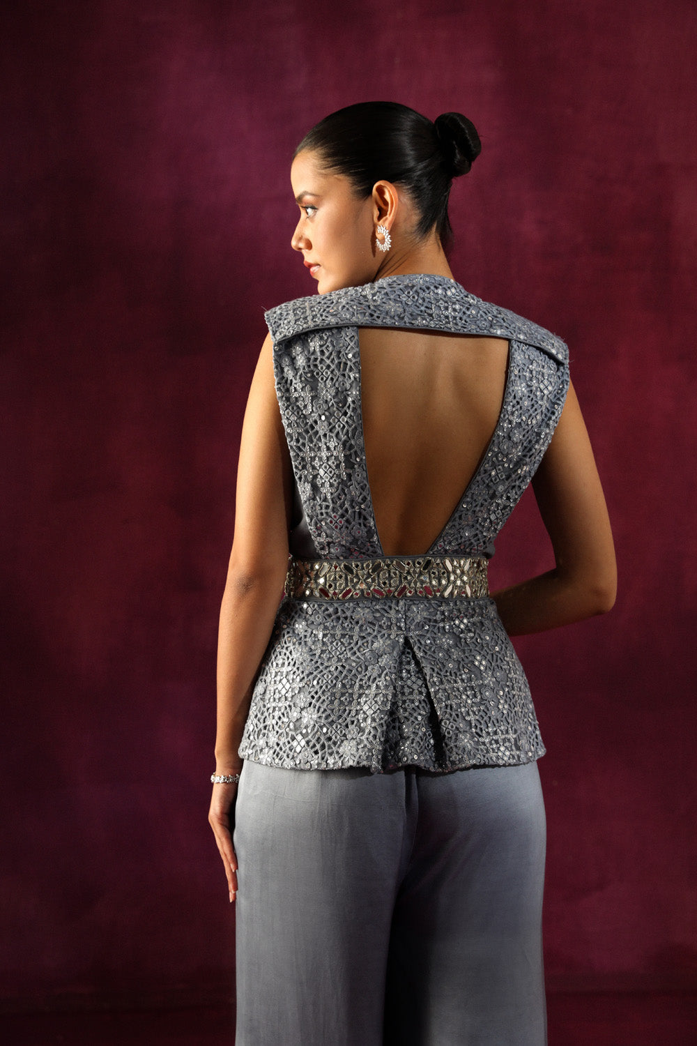 Lace Mirrorwork Backless Jacket