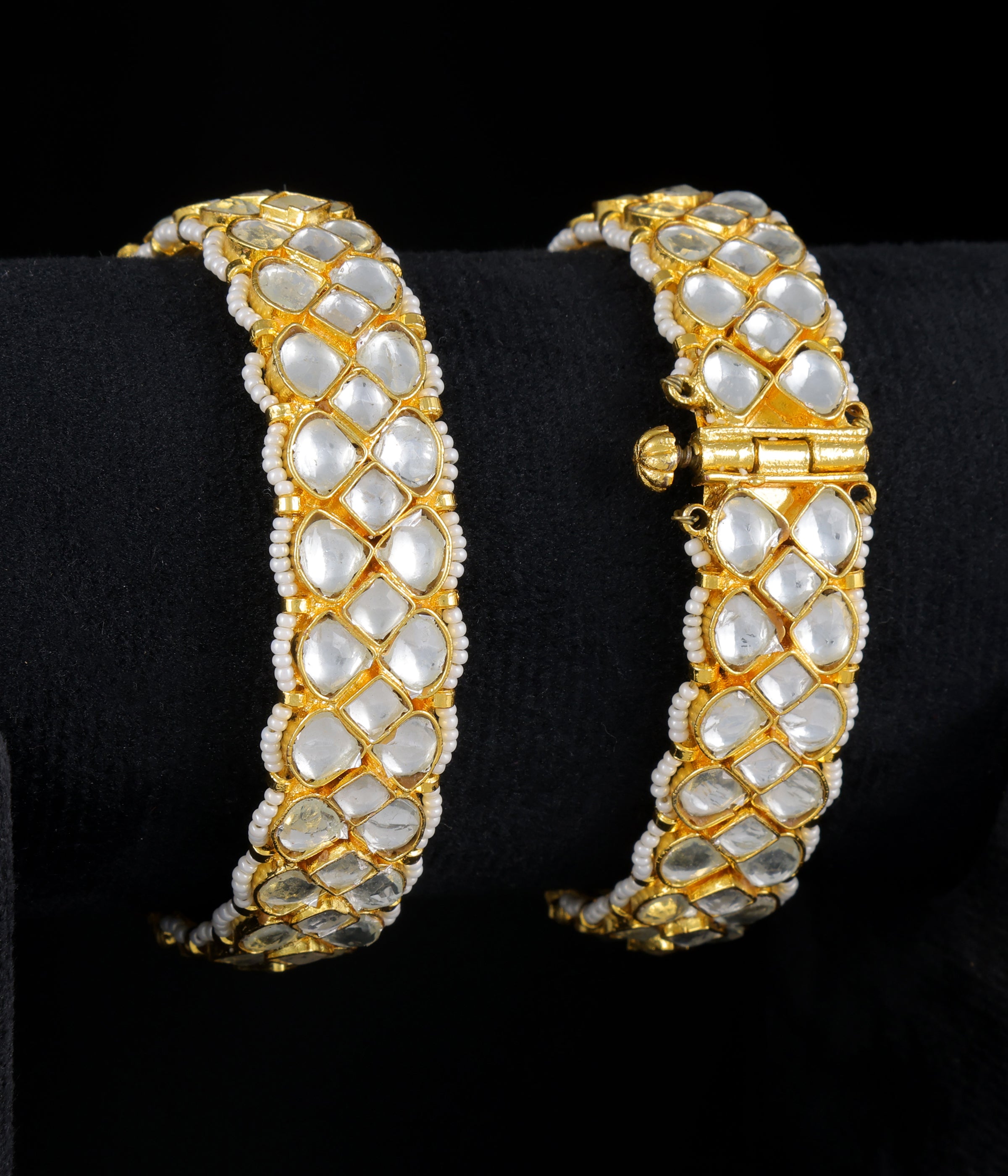 Gold finish kundan bangles