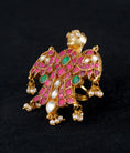 Load image into Gallery viewer, Gold finish Kundan ring
