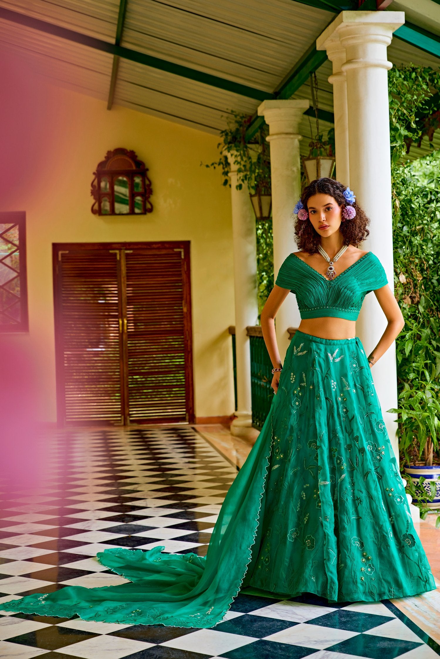 Forest Green Kalidar Lehenga Set