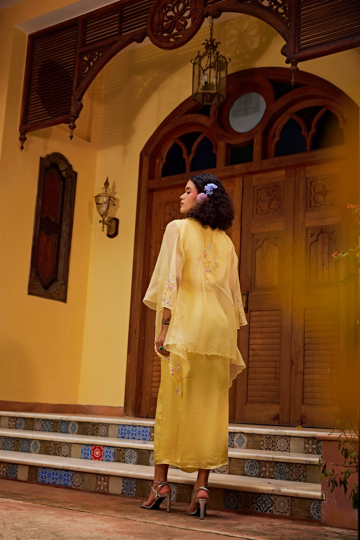 Yellow sheer jacket top
