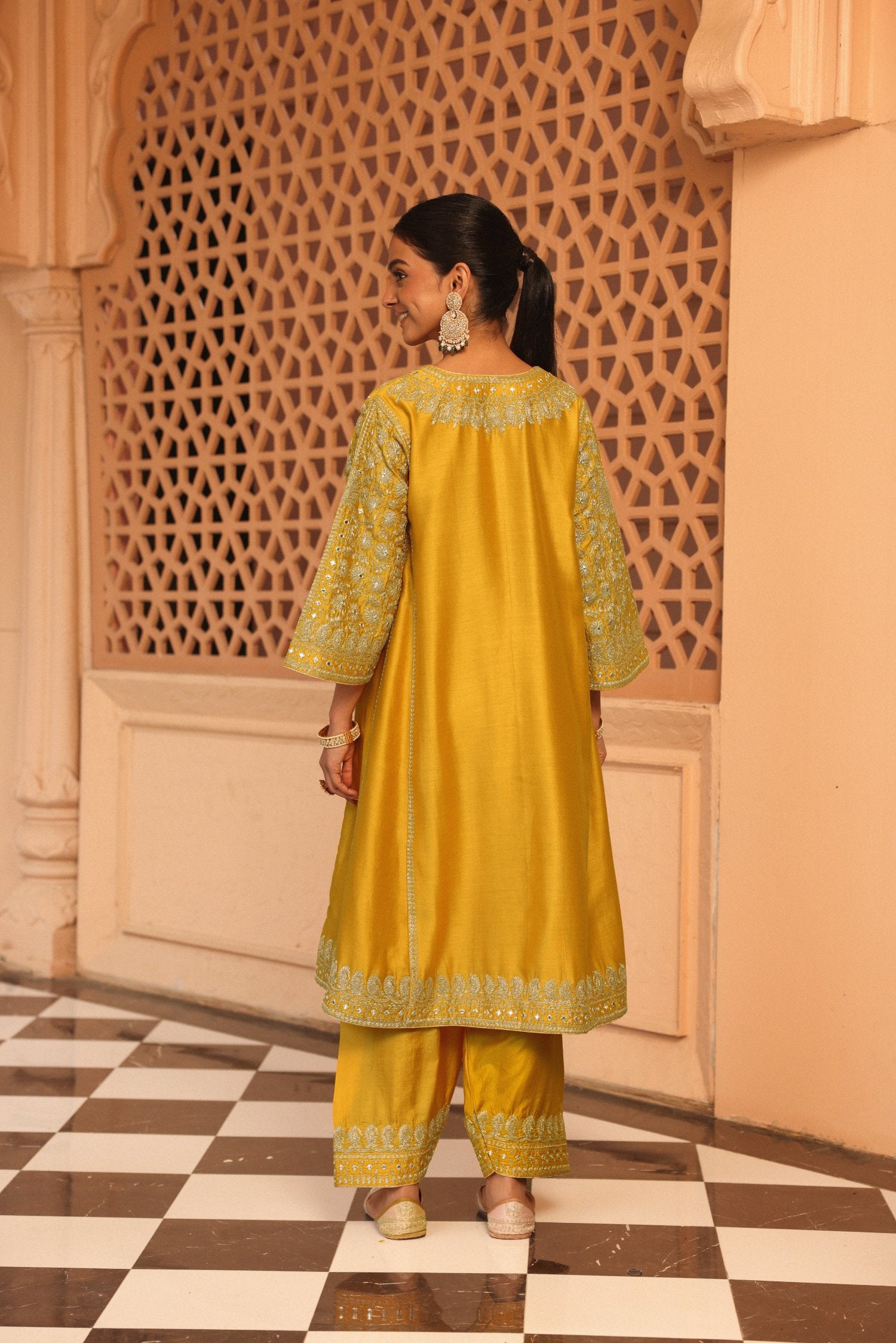 Aiman - Short Knee Length Chauga with Salwar and Odhni