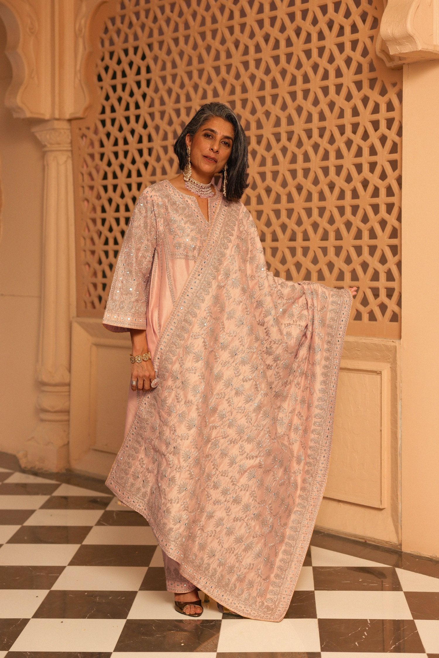 Aiman - Short Knee Length Chauga with Salwar and Odhni