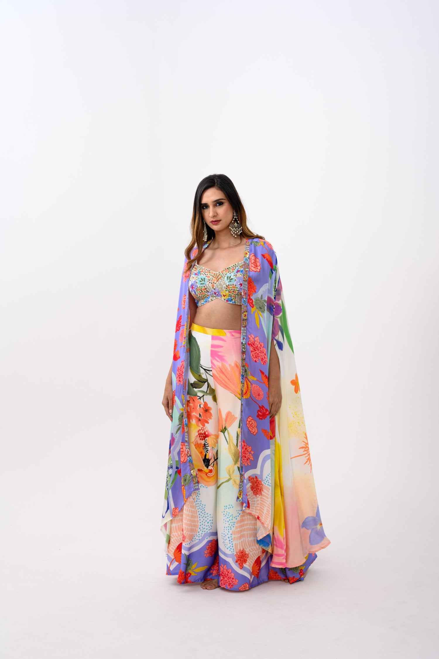 Bloom Pant Bralette And Cape Set