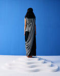 Load image into Gallery viewer, Grey Crinkled Top Paired With Black And Grey Saree
