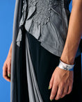 Load image into Gallery viewer, Grey Crinkled Top Paired With Black And Grey Saree
