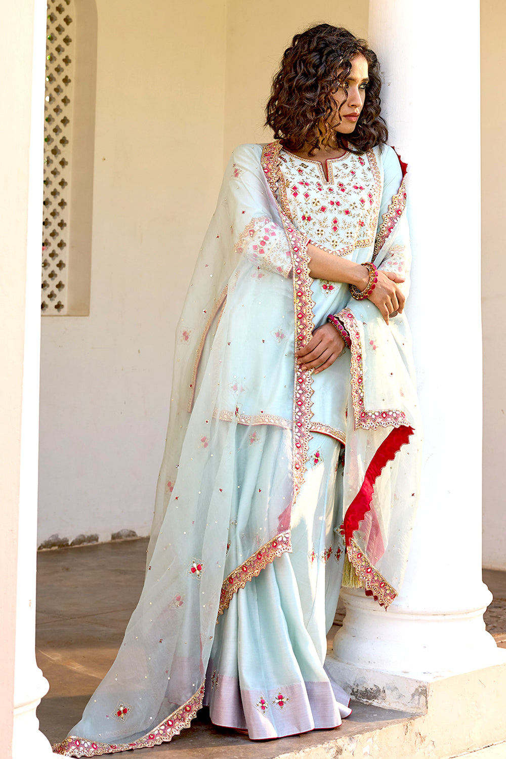 Hand Embroidered Silk Organza Dupatta