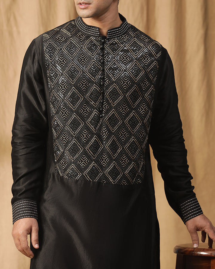 Black Gota Zari Kurta Set