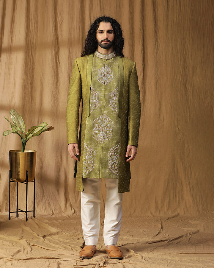 Panell Green Embroidered Indo Set