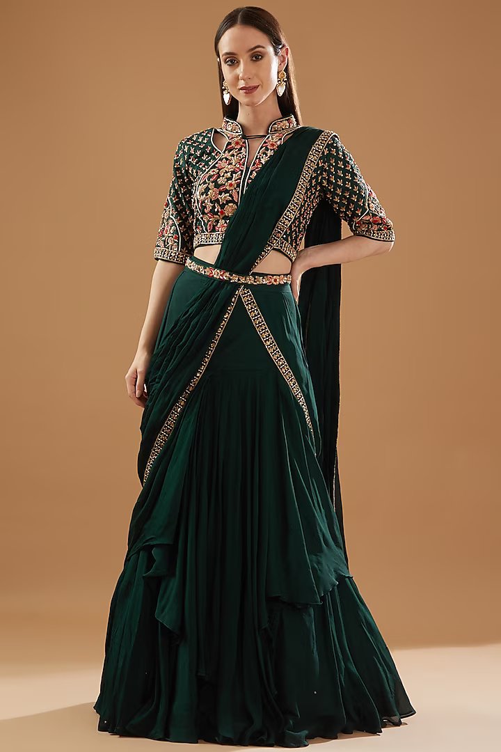 Draped Lehenga Saree Set