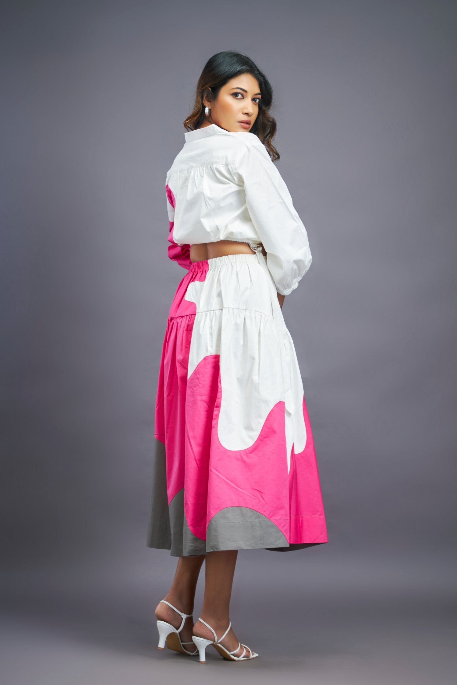 White Pink Shirt & Skirt Co-Ord Set