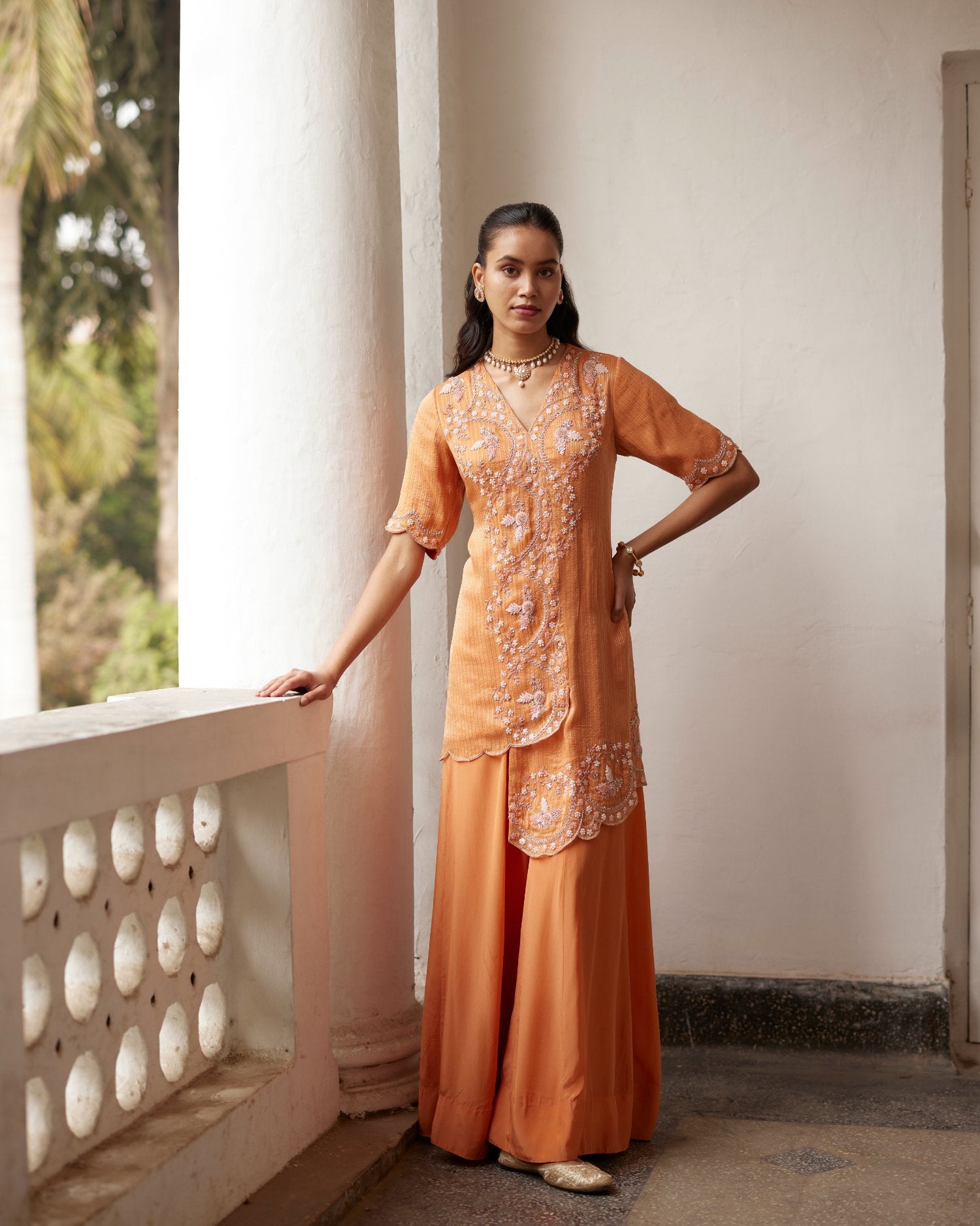 Burnt Orange Sharara Set