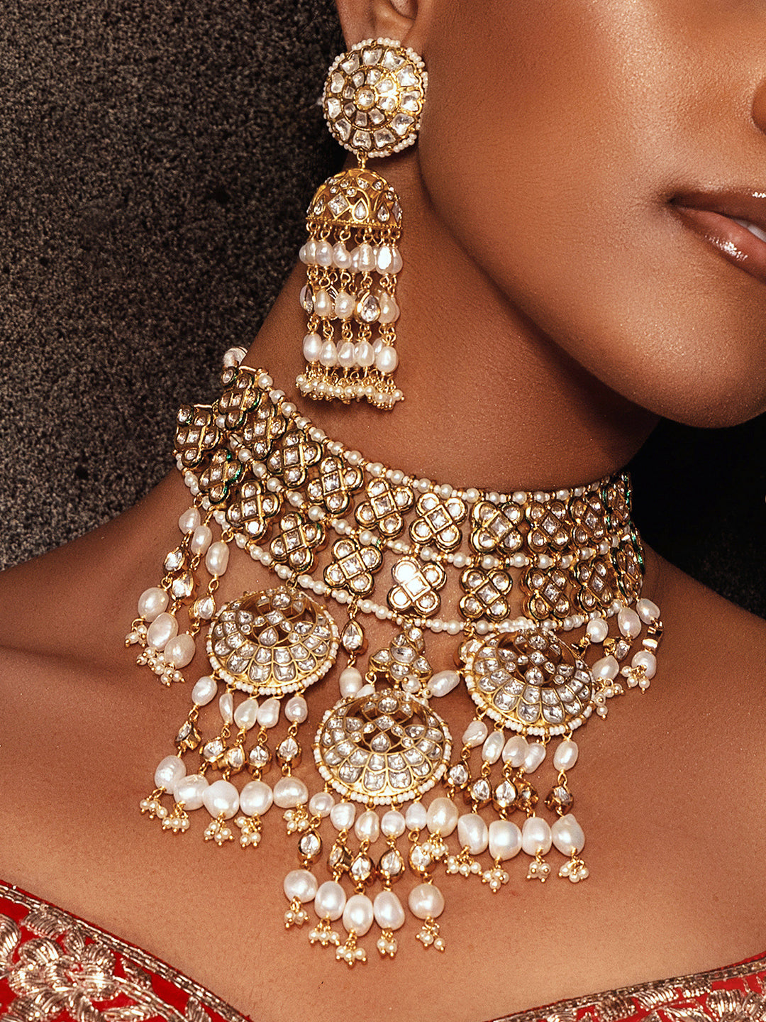 Pearl & Polki Bridal Necklace Set