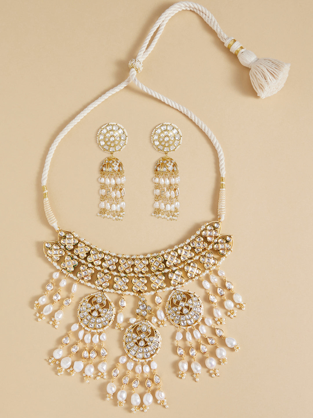 Pearl & Polki Bridal Necklace Set