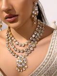 Load image into Gallery viewer, Polki Bridal Layered Necklace Set
