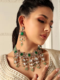 Load image into Gallery viewer, Green Polki Bridal Necklace Set
