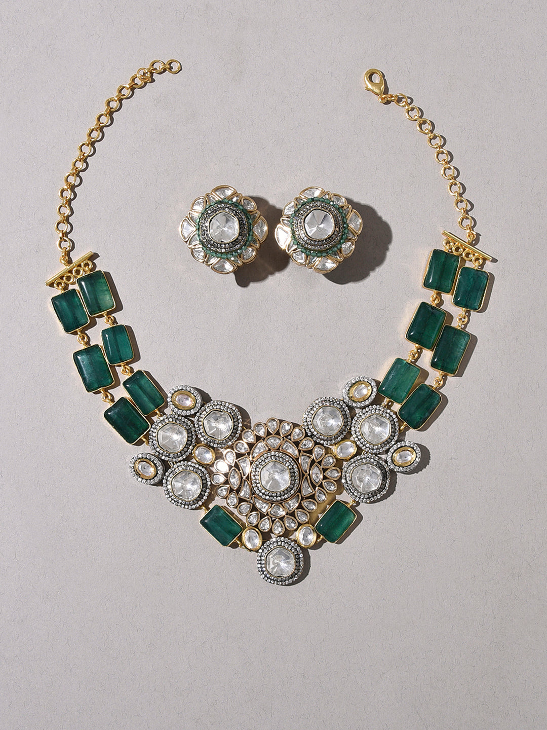 Green Polki Bridal Choker Set