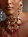 Load image into Gallery viewer, Red Polki Bridal Choker Set
