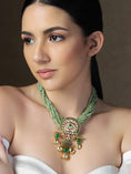 Load image into Gallery viewer, Gold Tone & Green Bespoke Twisted Necklace
