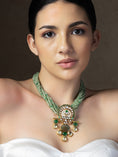 Load image into Gallery viewer, Gold Tone & Green Bespoke Twisted Necklace
