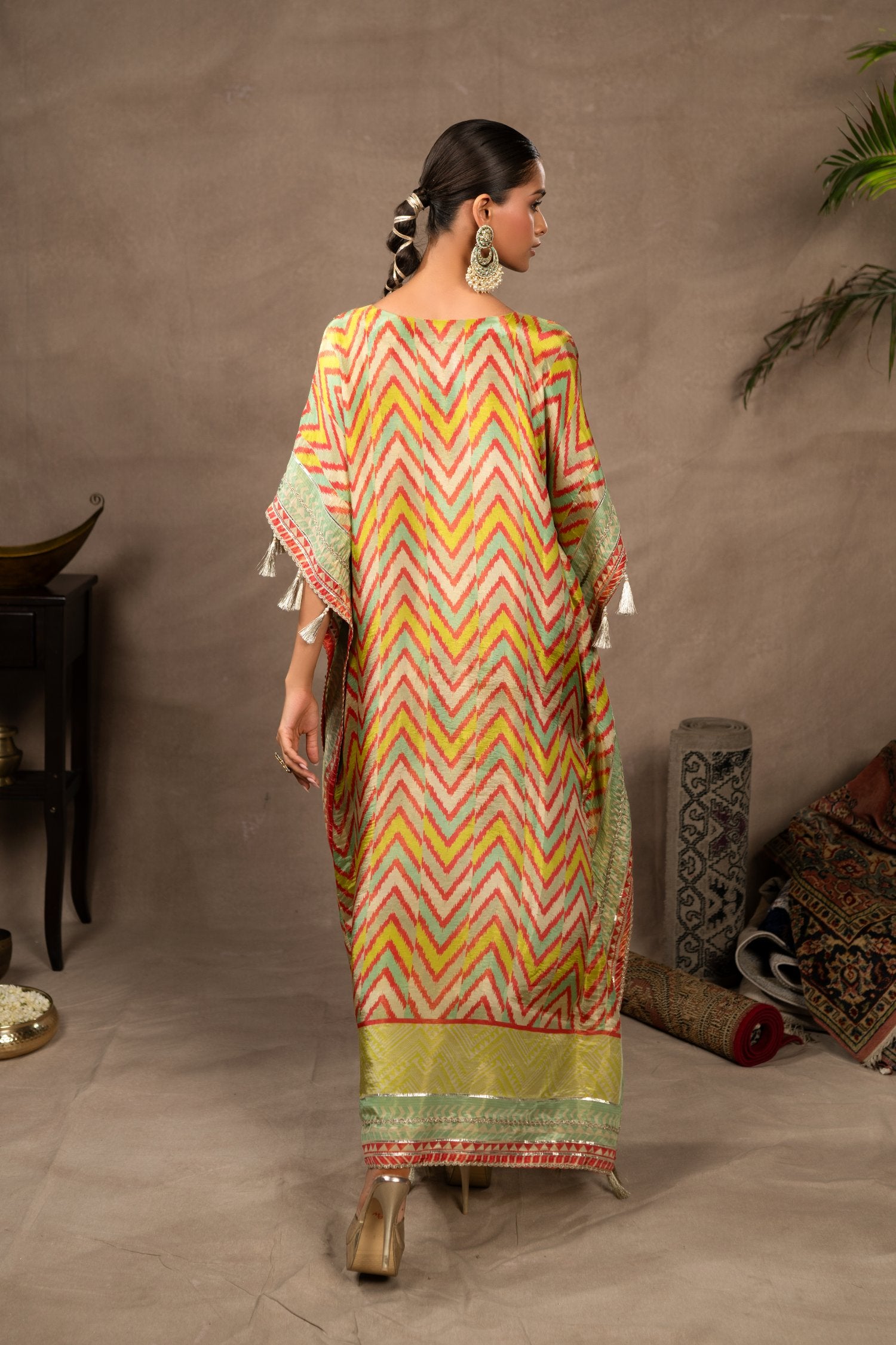 Nella Printed Tissue Kaftan And Pant Set