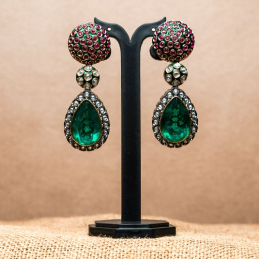 Rani Redwood Emerald Dangles