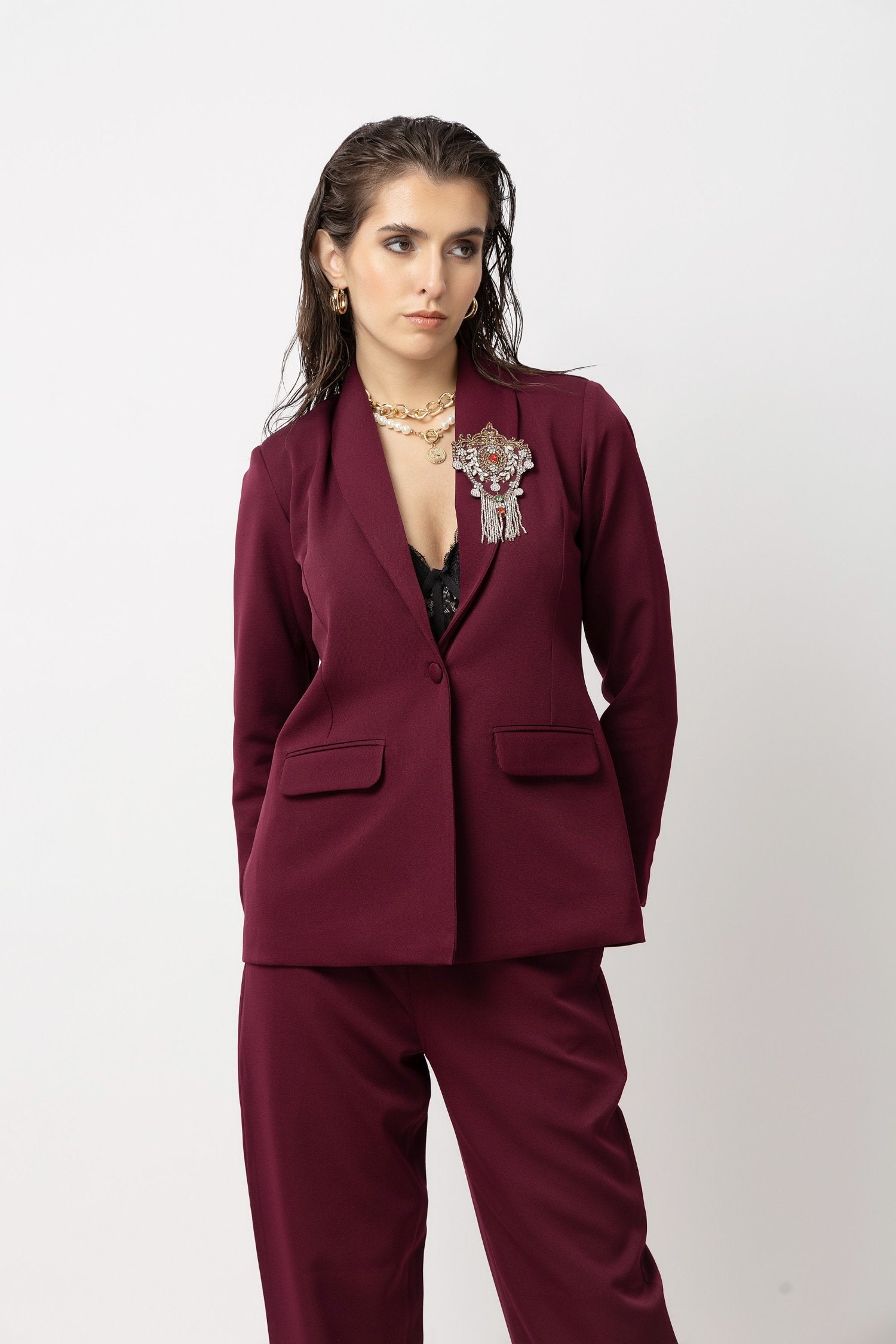 Flair Finesse Wine Blazer