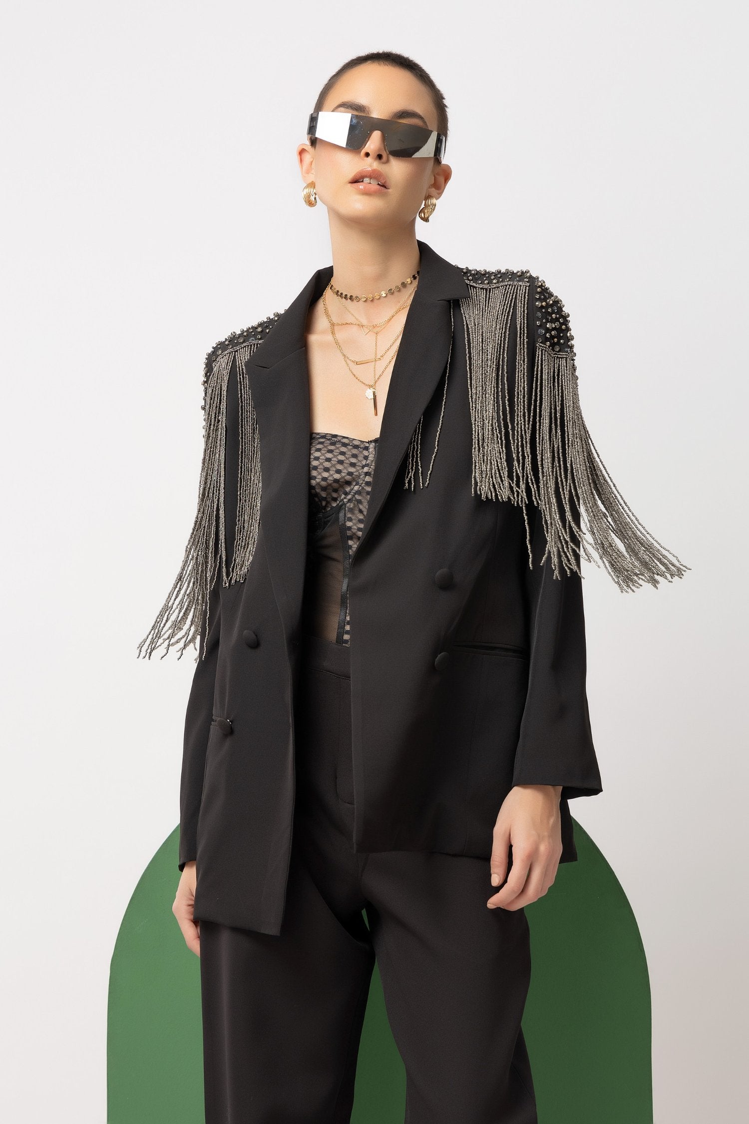 Phoenix Fringe Black Blazer