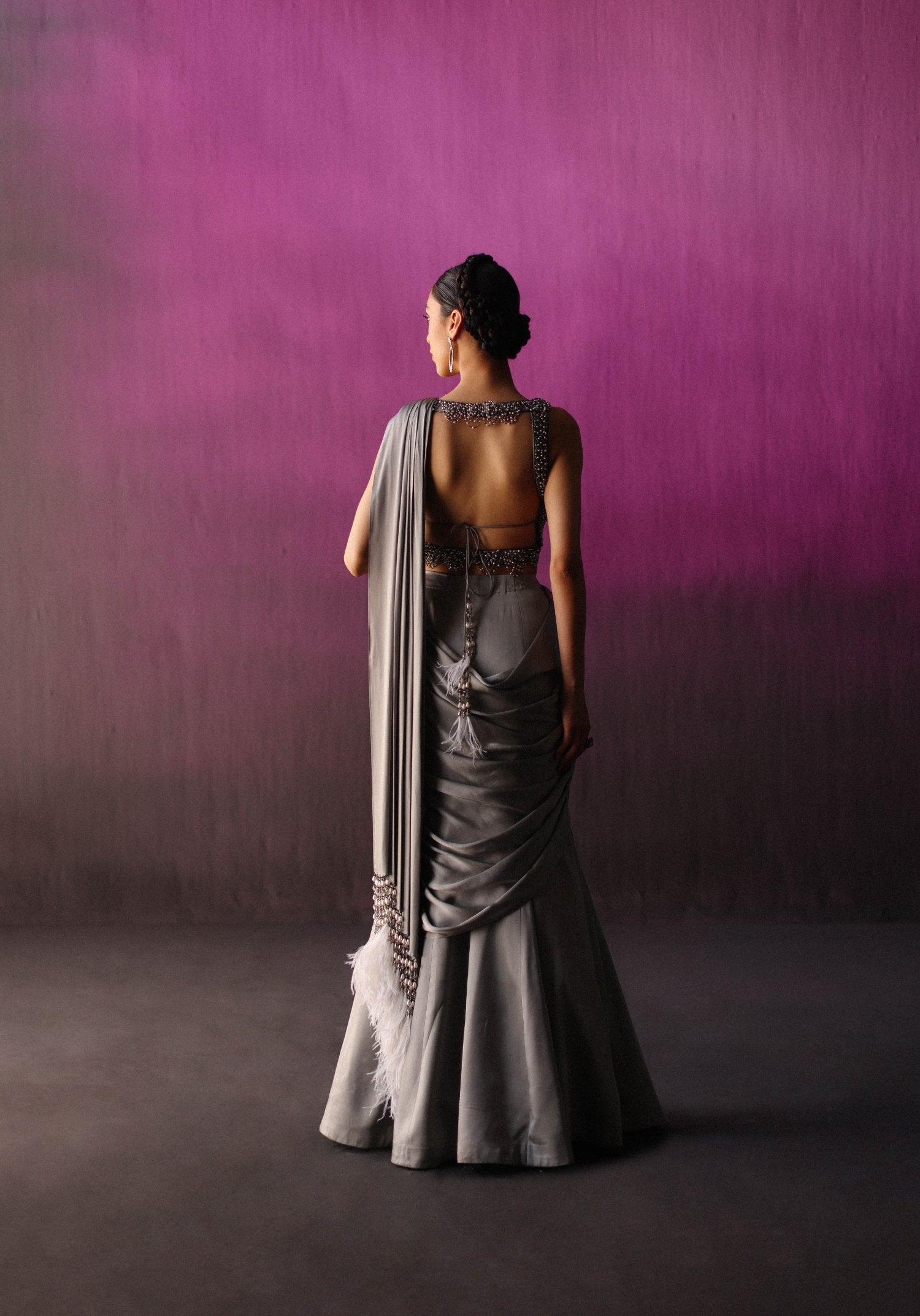 The Grey Scallop Crystal & Feather Drape