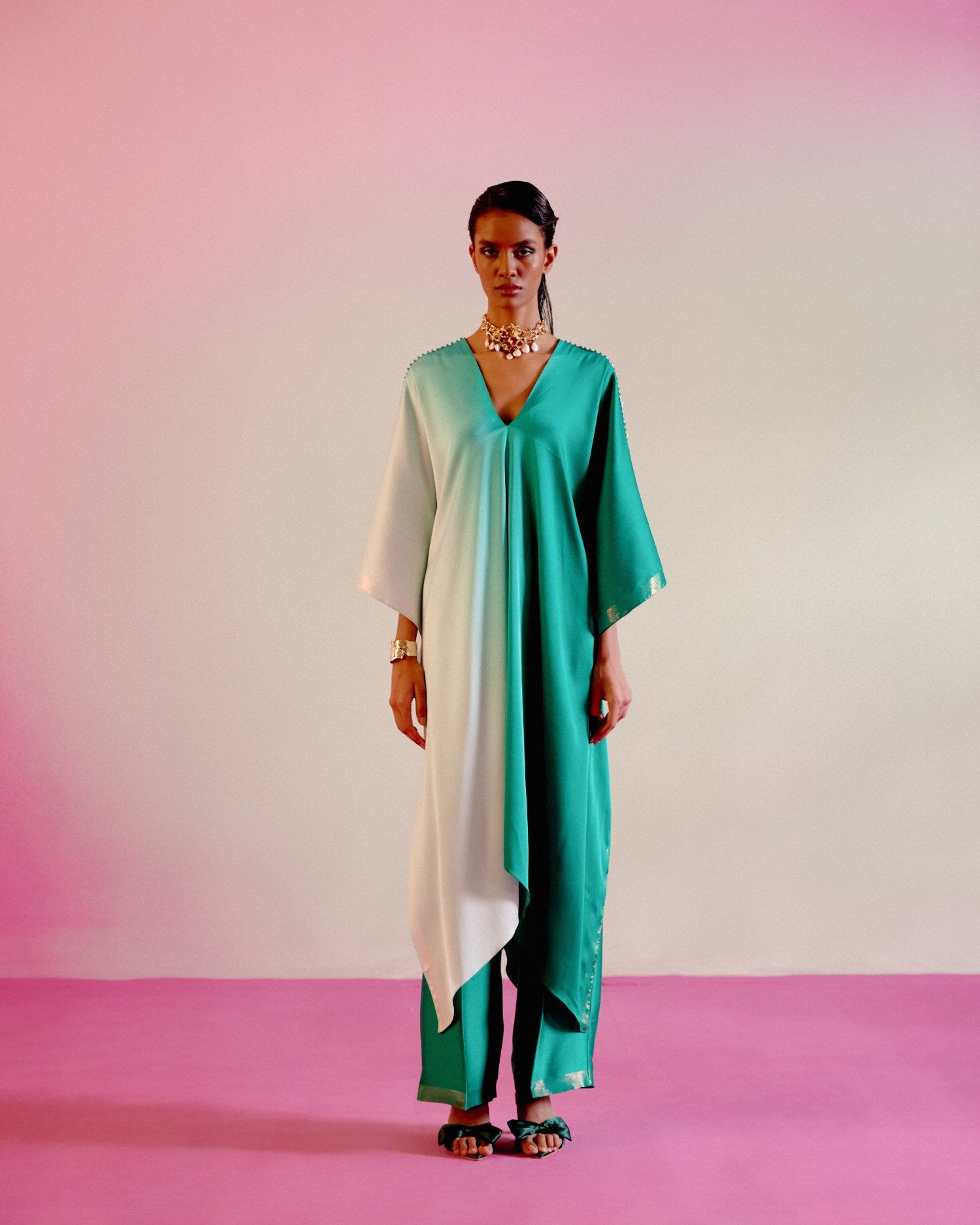 Emerald green ombre kaftan