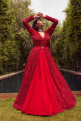 Load image into Gallery viewer, Red Jacket Gown With Net Skirt
