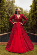 Load image into Gallery viewer, Red Jacket Gown With Net Skirt
