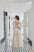 Load image into Gallery viewer, Ivory Pearl And Stone Embellished Jacket Gown Set
