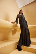 Load image into Gallery viewer, Black Drape Saree With A Cape Jacket
