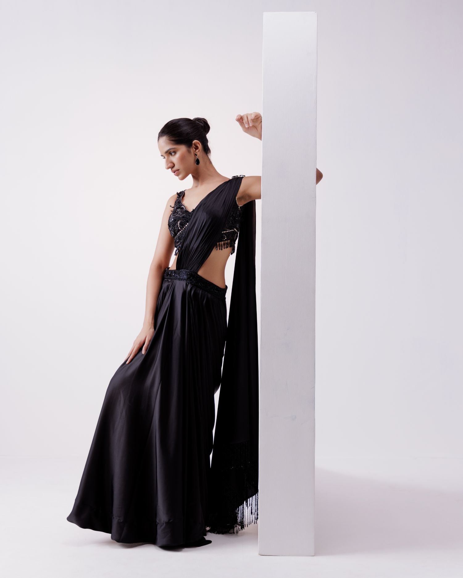 Black Drape Saree