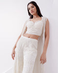Load image into Gallery viewer, Ivory Indowestern Jacket Set With Flaired Pants
