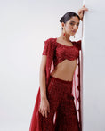 Load image into Gallery viewer, Red Indowestern Jacket Set With Flaired Pants
