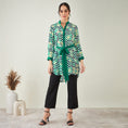 Load image into Gallery viewer, Green and White Chevron Shirt Dress
