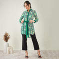 Load image into Gallery viewer, Green and White Chevron Shirt Dress
