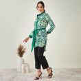 Load image into Gallery viewer, Green and White Chevron Shirt Dress
