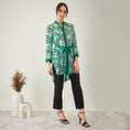 Load image into Gallery viewer, Green and White Chevron Shirt Dress
