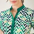 Load image into Gallery viewer, Green and White Chevron Shirt Dress
