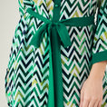 Load image into Gallery viewer, Green and White Chevron Shirt Dress
