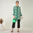 Load image into Gallery viewer, Green and White Chevron Shirt Dress
