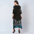 Load image into Gallery viewer, Black and Yellow Floral Printed Slimline Kaftan Dress
